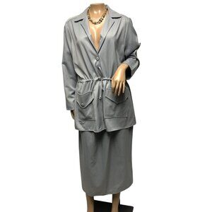 Softwear Daniel Kiviat Gray Womens Suit Jacket Medium Skirt Petite Medium Office